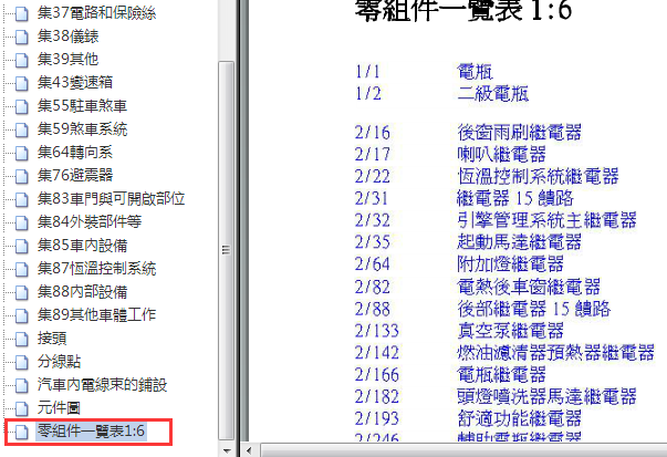 2012年S60组件一览表