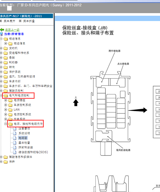 2011-2012年日产阳光保险丝继电器资料