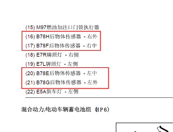 12年别克君威倒车报警器位置