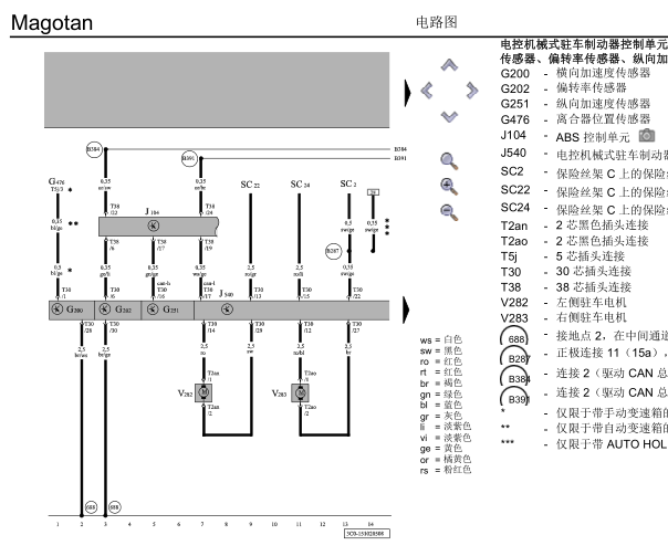 2010年迈腾驻车模块电路图