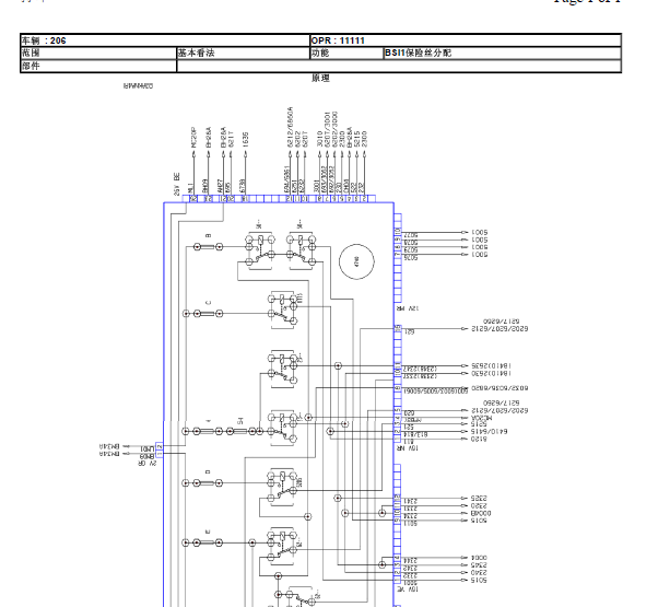 标致206保险丝BSI线路图