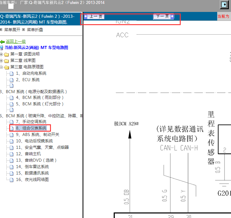 14年风云2仪表电路图