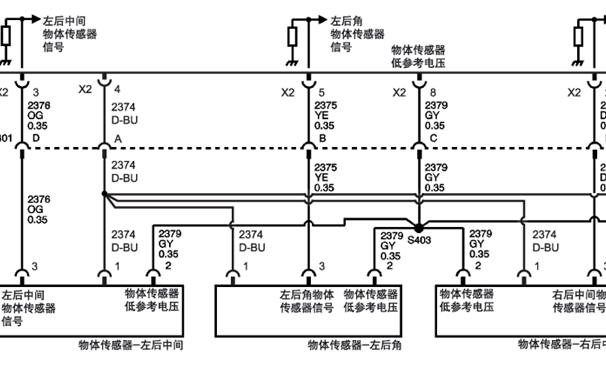 10年凯迪拉克SLS赛威盲区检测系统电路图