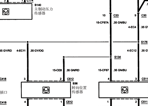 2005年福特蒙迪欧转向角传感器电路图