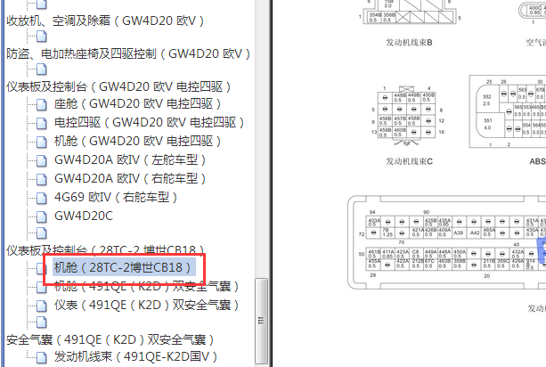 2012-2017年长城风骏5 发动机针脚资料