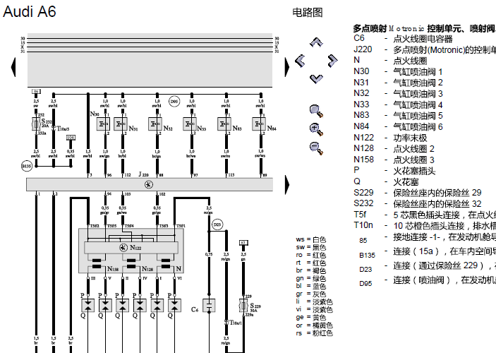 02年奥迪A6 发动机电路
