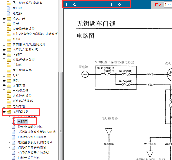 2004年丰田奥德赛门锁电路图