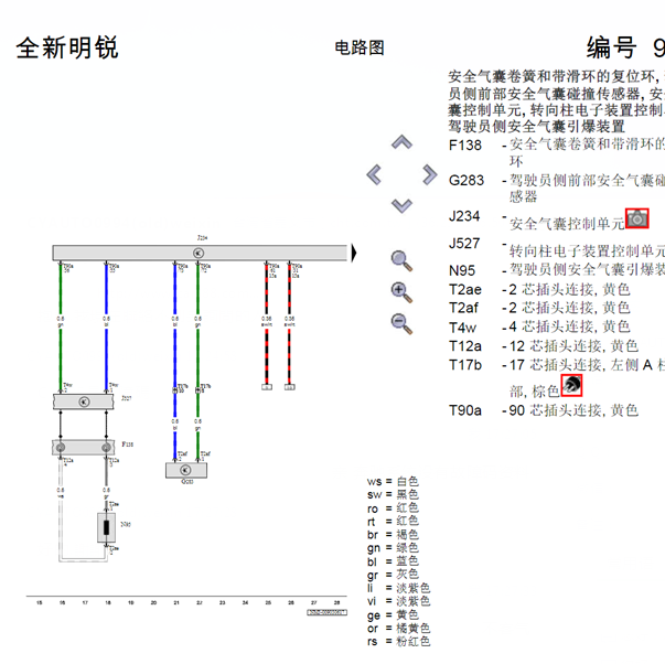 17年斯柯达明锐气囊系统线路图