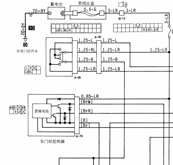 得利卡遥控中控锁电路图