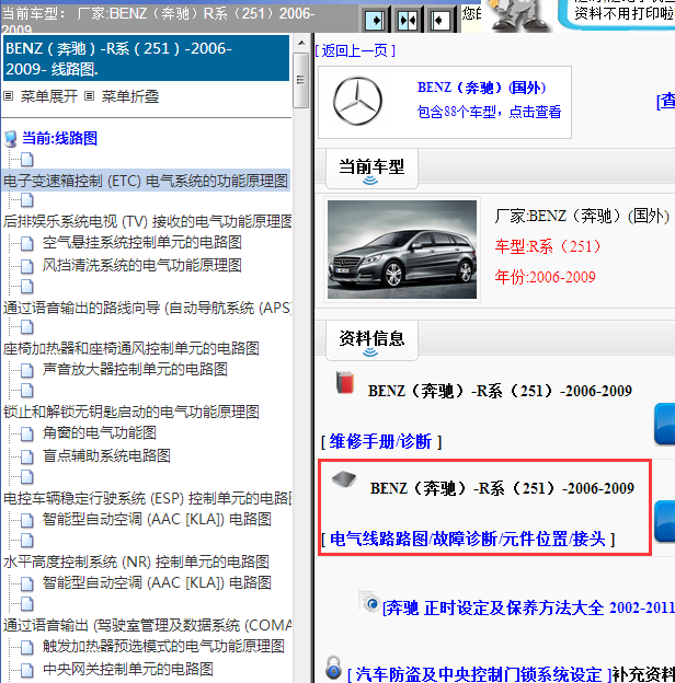 2006-2009年奔驰R系（251）全车电路图