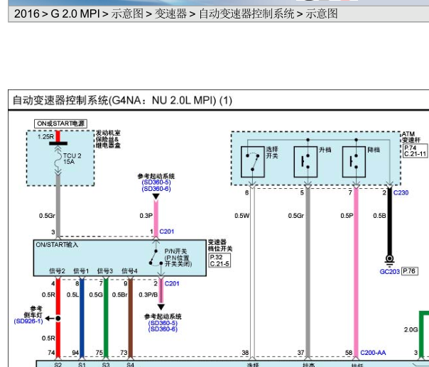 2016年北京现代IX35变速箱电路图