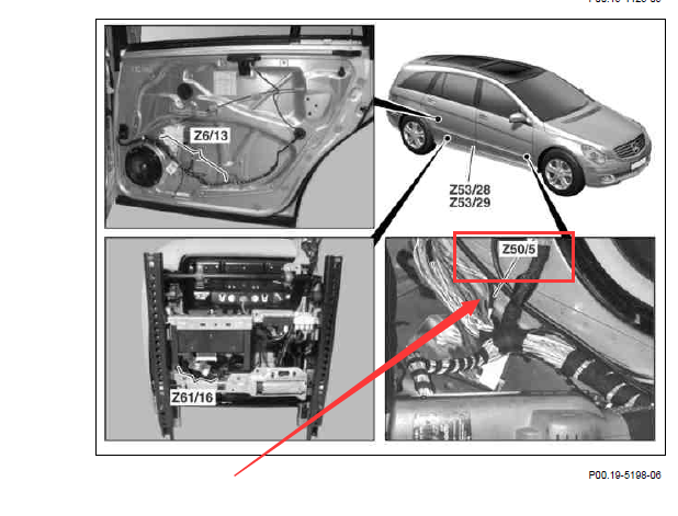 2011年奔驰R300LZ50/5端子15结点位置图