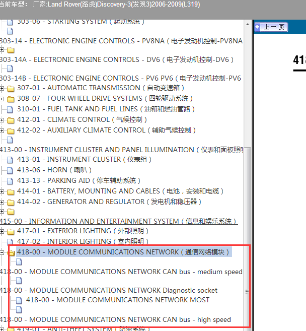 09年路虎发现3can网关电路图
