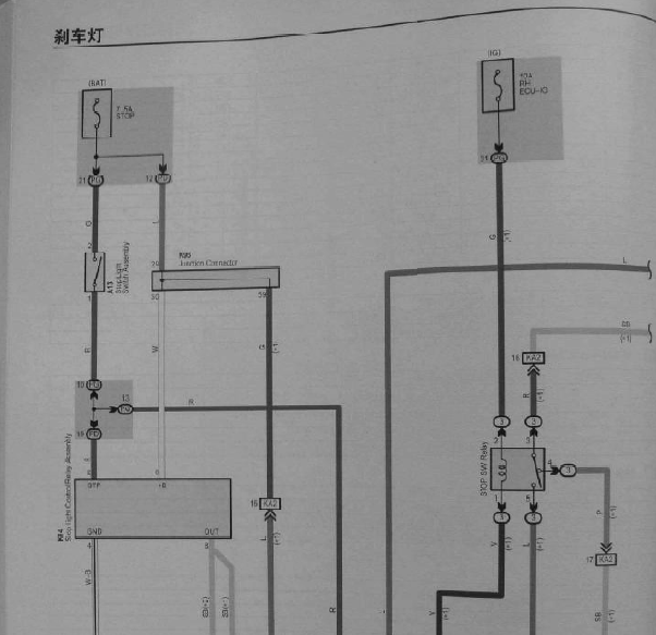 11年丰田锐志制动灯线路图