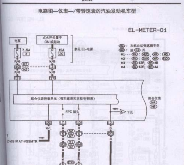 2009年日产锐琪皮卡仪表线路图