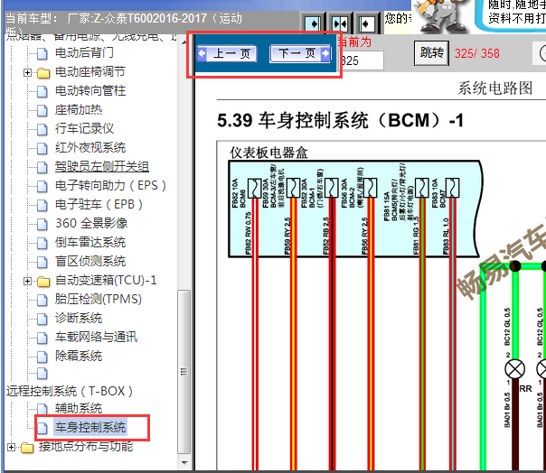 2016-2017年众泰T600车身电路图