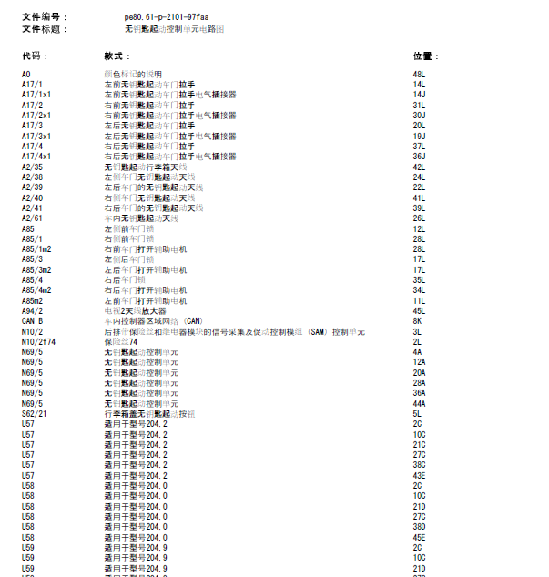 11年奔驰GLK300无钥匙线路图