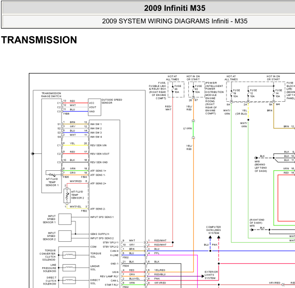 2009年英菲尼迪M35换挡杆电路图