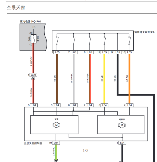 2018年cs55天窗部分电路图