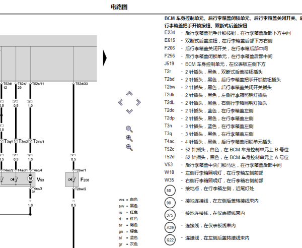 2012年斯柯达昊锐行李箱电路图