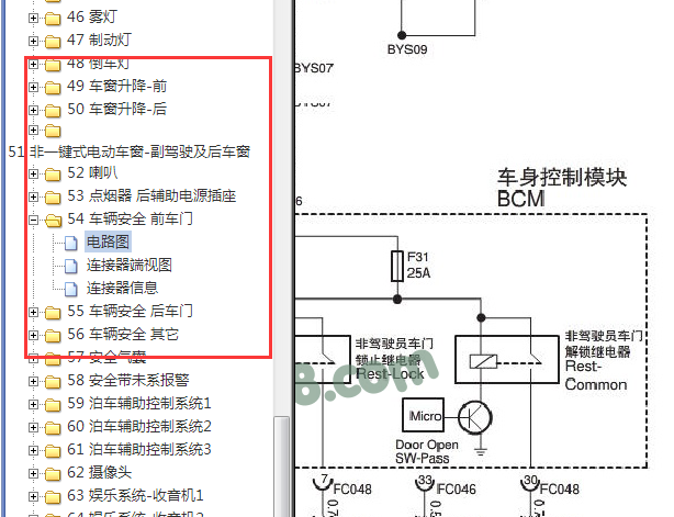 2013-2014年名爵6 车身相关电路图