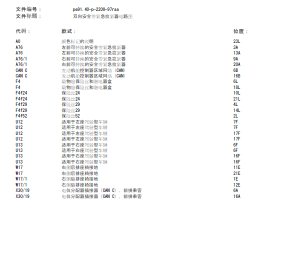 11年奔驰R300L安全带电路图