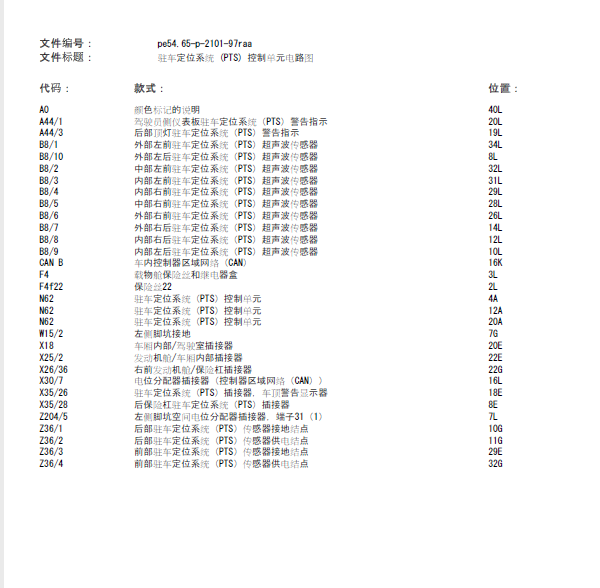 11年奔驰R300L驻车系统控制单元电路图
