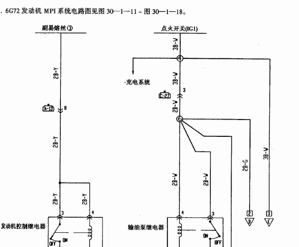 三菱帕杰罗6G72发动机电路图