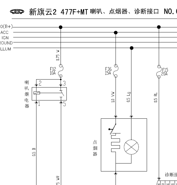 奇瑞旗云2喇叭线路图