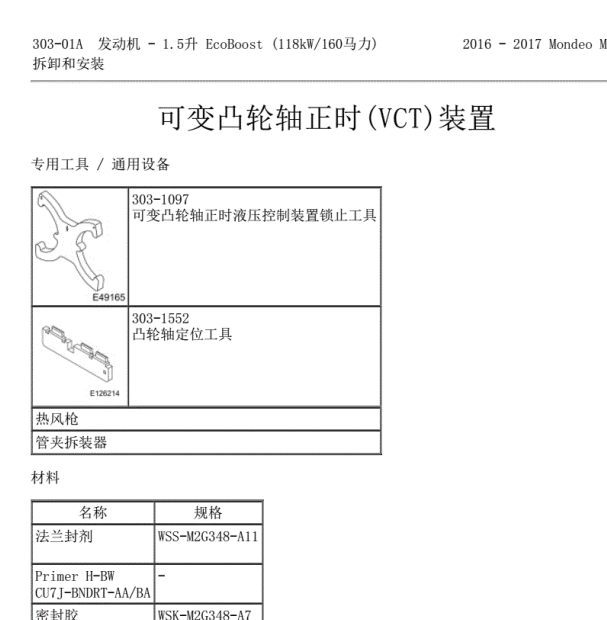 2017年福特蒙迪欧正时