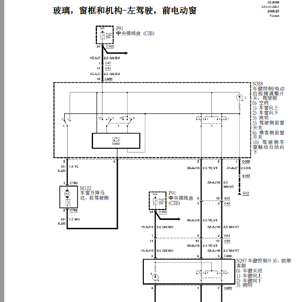 2008-2010年福克斯车窗电路