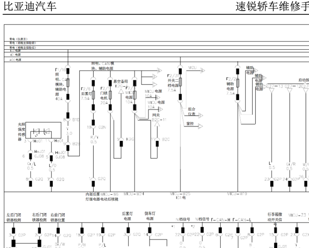 2013年比亚迪速锐多路集成电路图