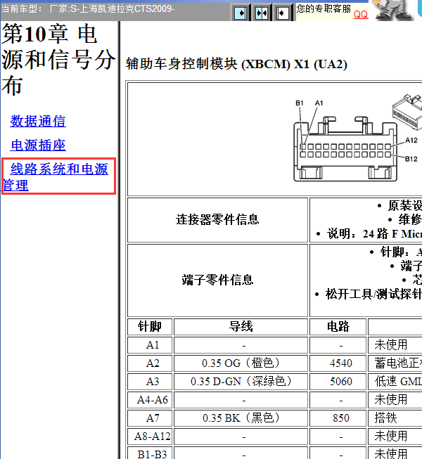09年凯迪拉克CTS车身针脚定义