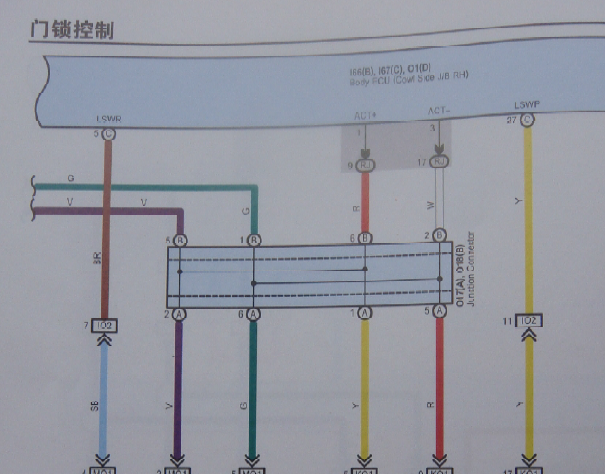 2009年丰田锐志门锁电路图