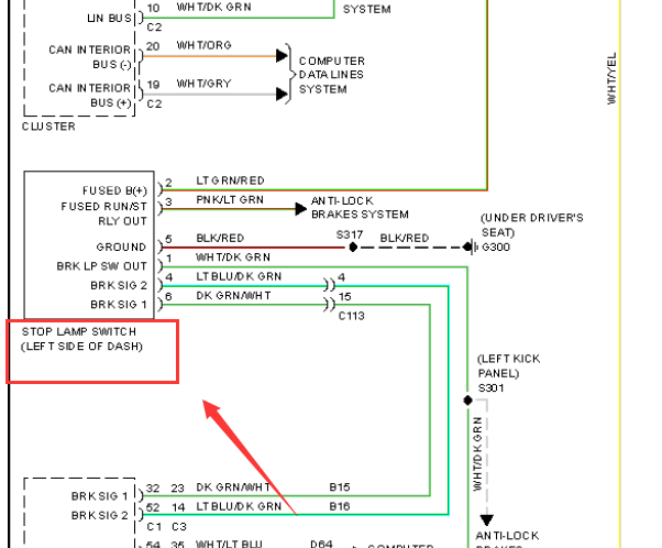 2010年道奇酷威刹车开关电路图