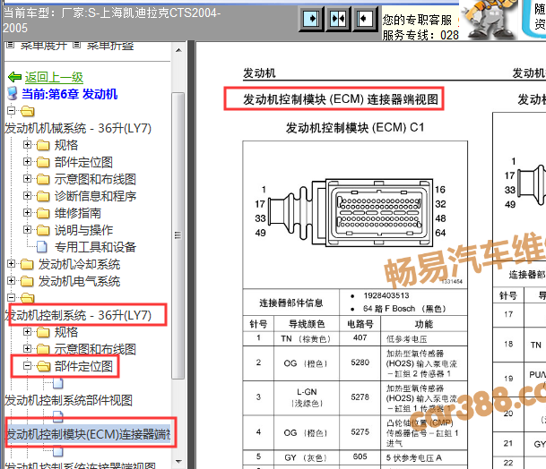 2005年CTS 发动机电脑板针脚图
