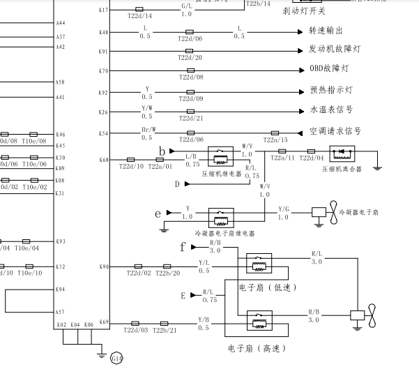 黄海493发动机电子风扇控制电路图