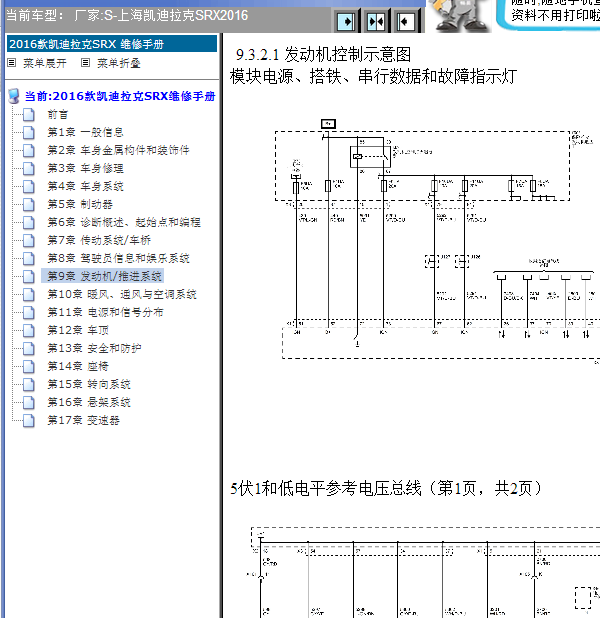 16年凯迪拉克SRS发动机线路图
