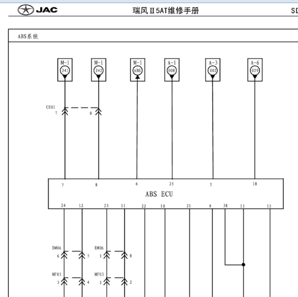 15年江淮瑞风M5  ABS电路图