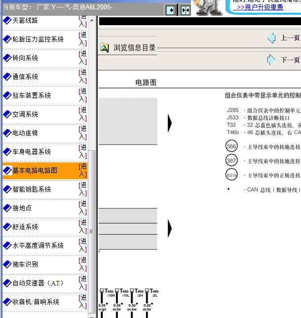 05年奥迪A6L仪表线路图