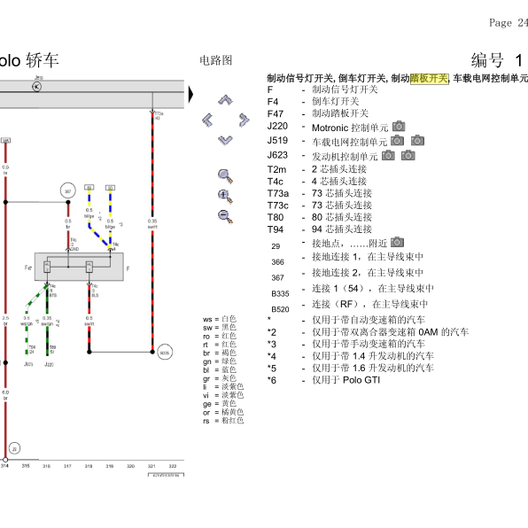 2013年波罗刹车开关线路图