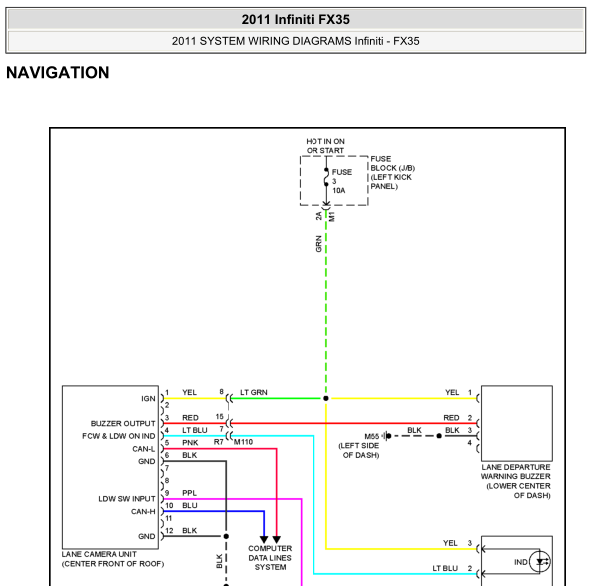 2011年英菲尼迪FX35 带车雷达电路图