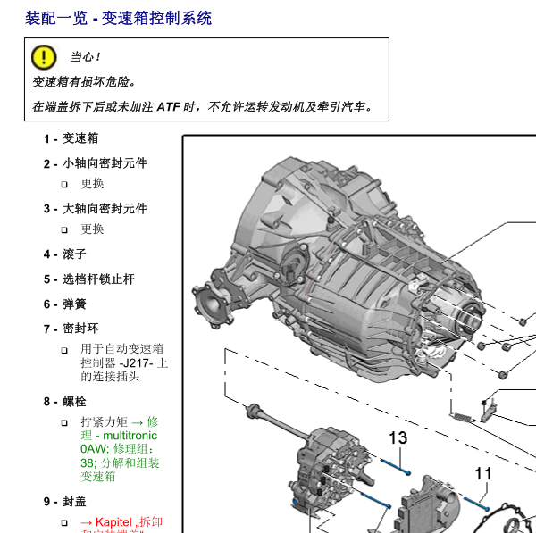 2013年A6L变速箱位置