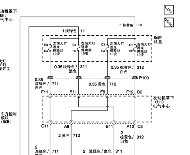 2009年别克GL8大灯电路图