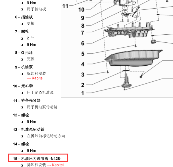 14年2.0L 帕萨特机油压力调节阀位置
