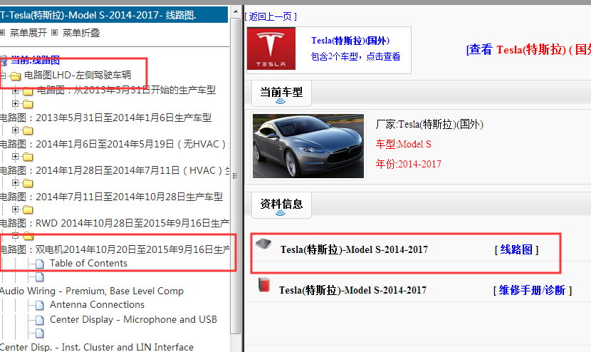 2014-2017年特斯拉 Models 电路图