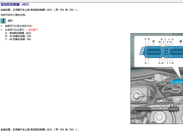 2013年奥迪Q5发动机针脚资料