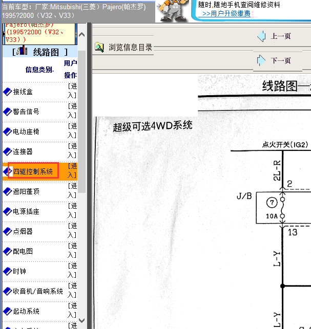 2000年三菱帕杰罗四驱线路图