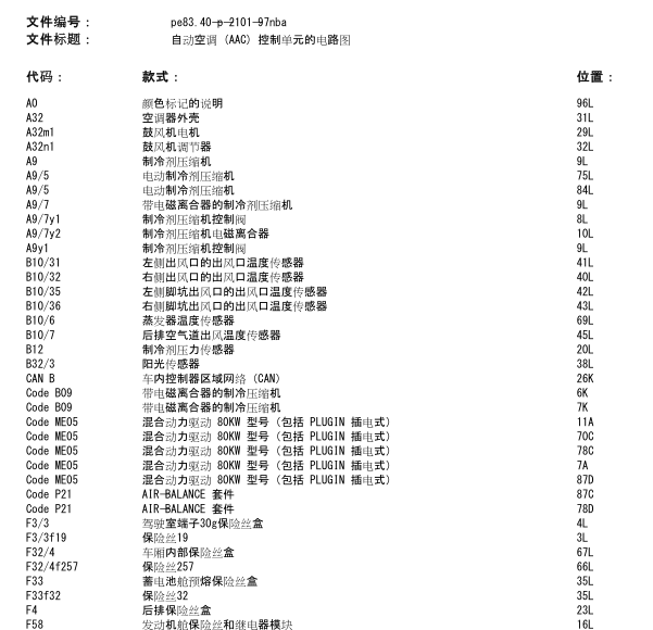 14年奔驰奔驰ML400空调系统线路图