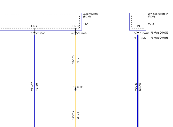 福特福睿斯车身网络通讯电路图